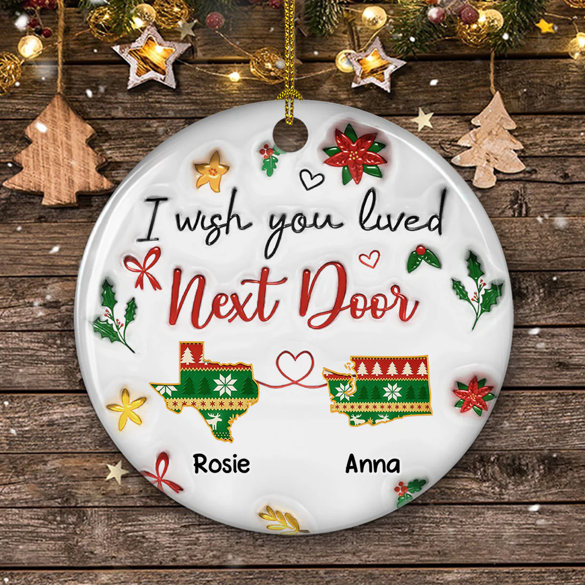 I Wish You Lived Here - Personalized Custom 3D Inflated Effect Ceramic Ornament - Image 4