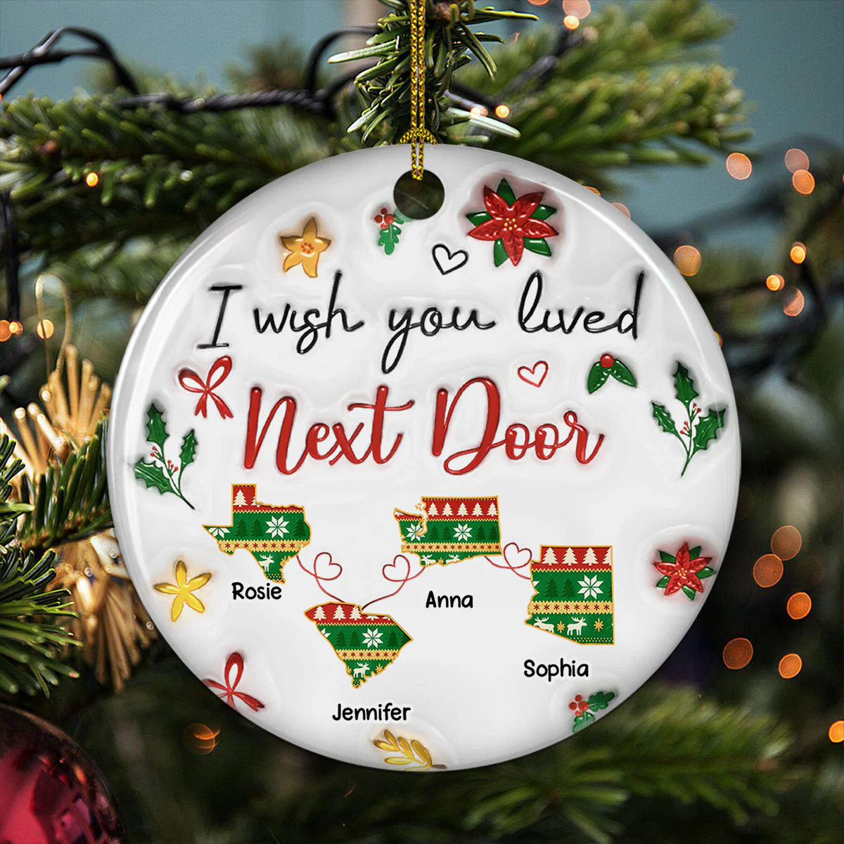 I Wish You Lived Here - Personalized Custom 3D Inflated Effect Ceramic Ornament - Image 5