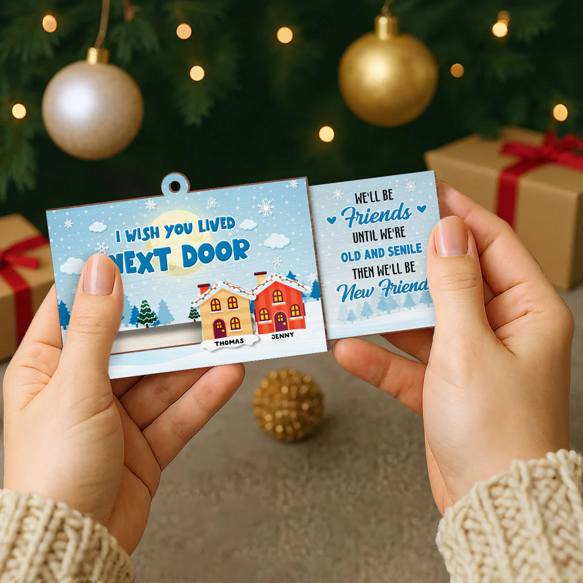 I Wish You Lived Next Door - Personalized Custom Slide Ornament - Image 3