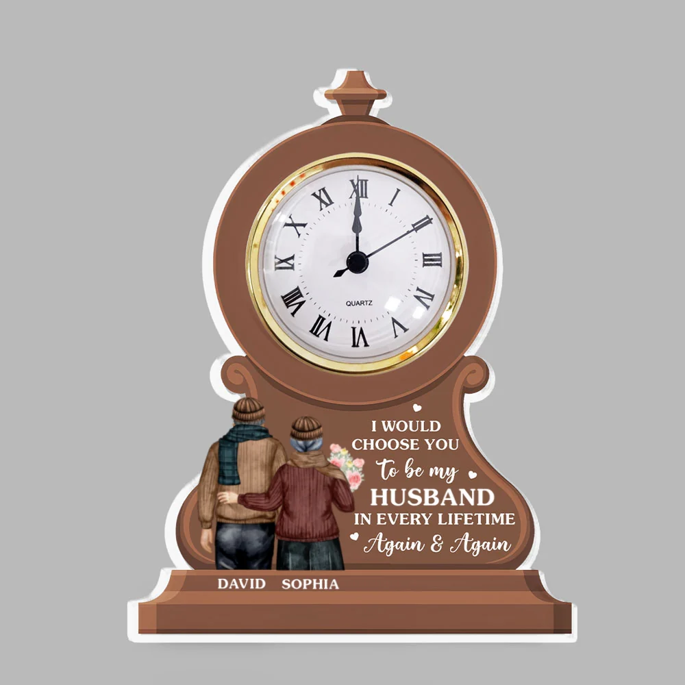 I Would Choose You In Every Lifetime - Personalized Custom Acrylic Desk Clock Plaque - Image 6