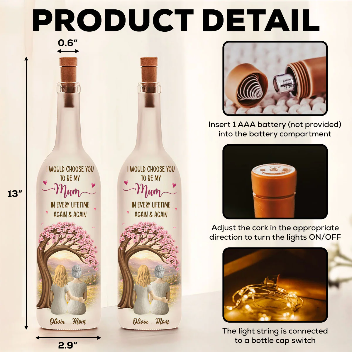 I Would Choose You In Every Lifetime - Personalized Custom Bottle Lamp - Image 6