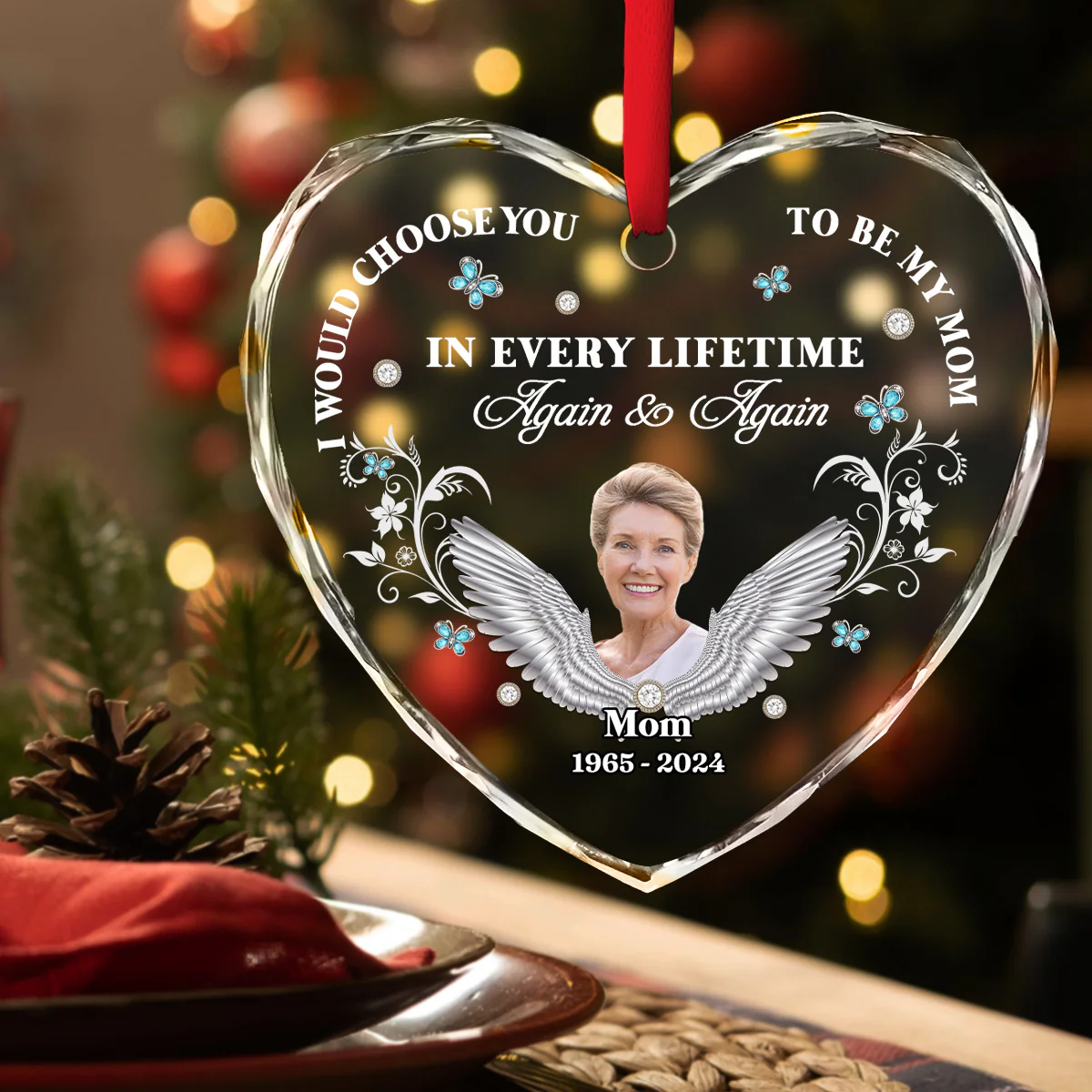 I Would Choose You My Mom - Personalized Custom Glass Ornament - Image 2