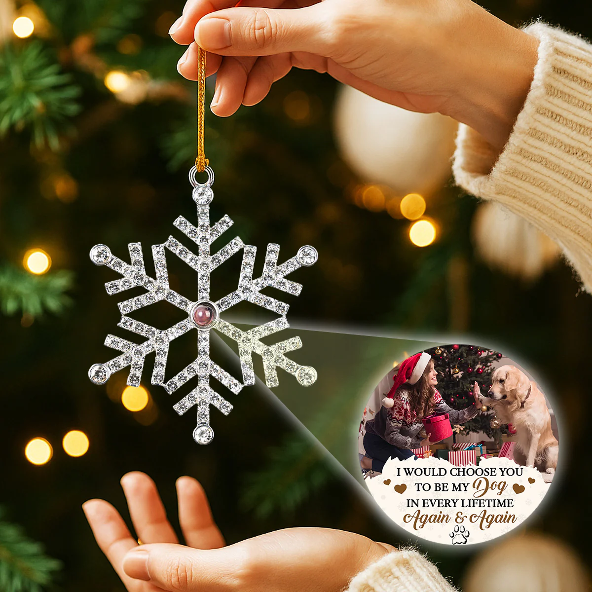I Would Choose You - Personalized Custom Photo Snowflake Projection Ornament - Image 3