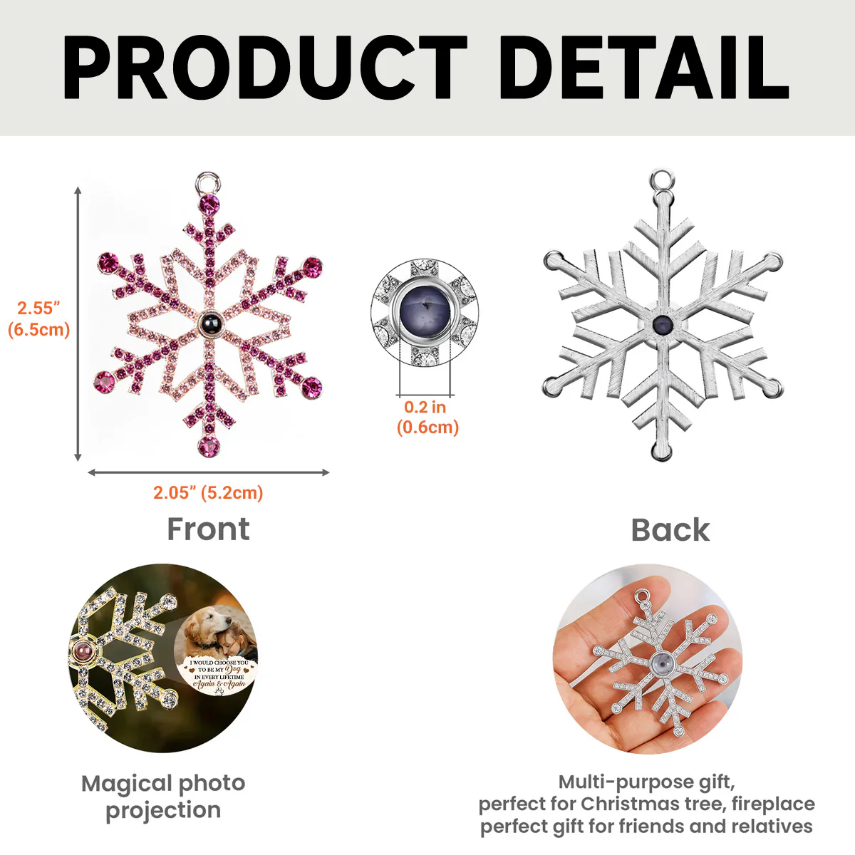 I Would Choose You - Personalized Custom Photo Snowflake Projection Ornament - Image 8