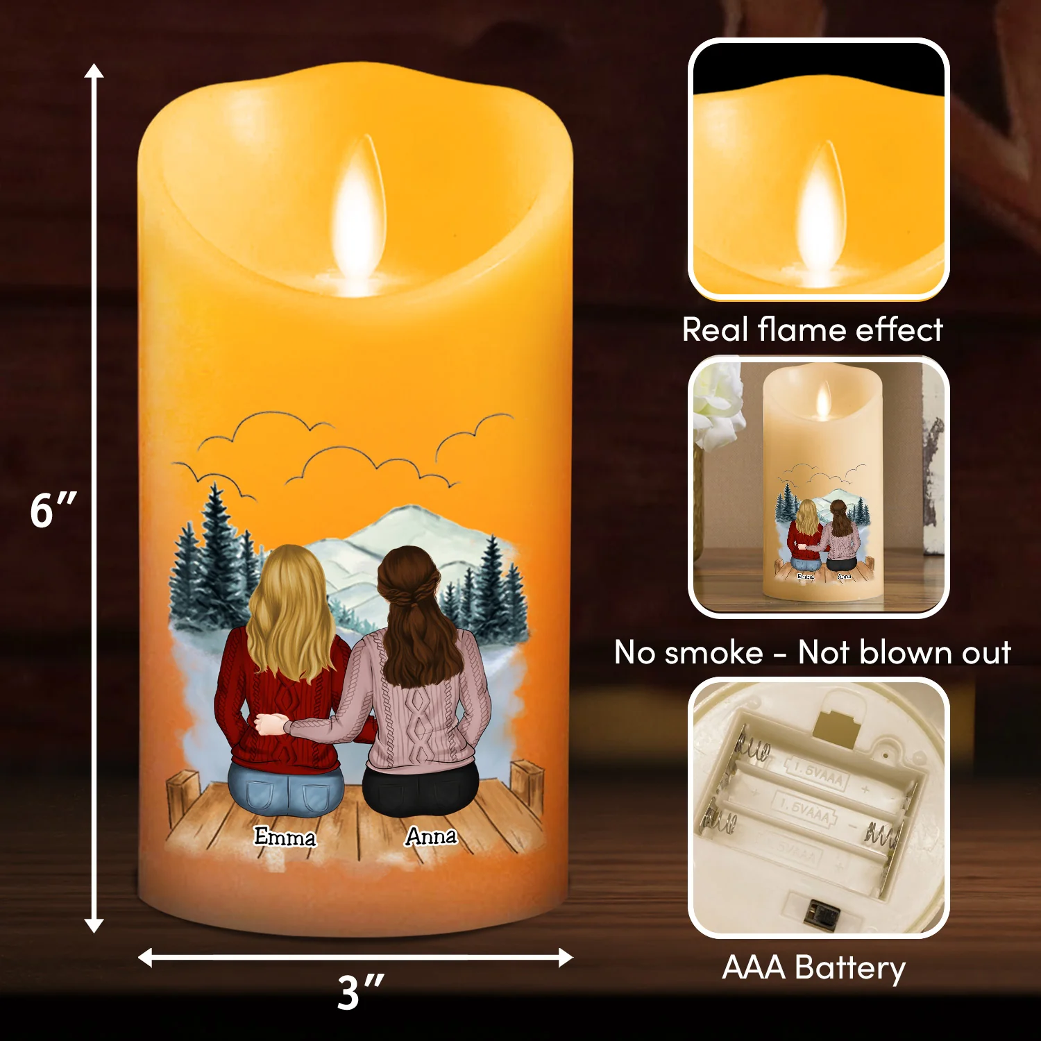 I Would Fight A Bear For You Sister - Personalized Custom LED Candle - Image 6