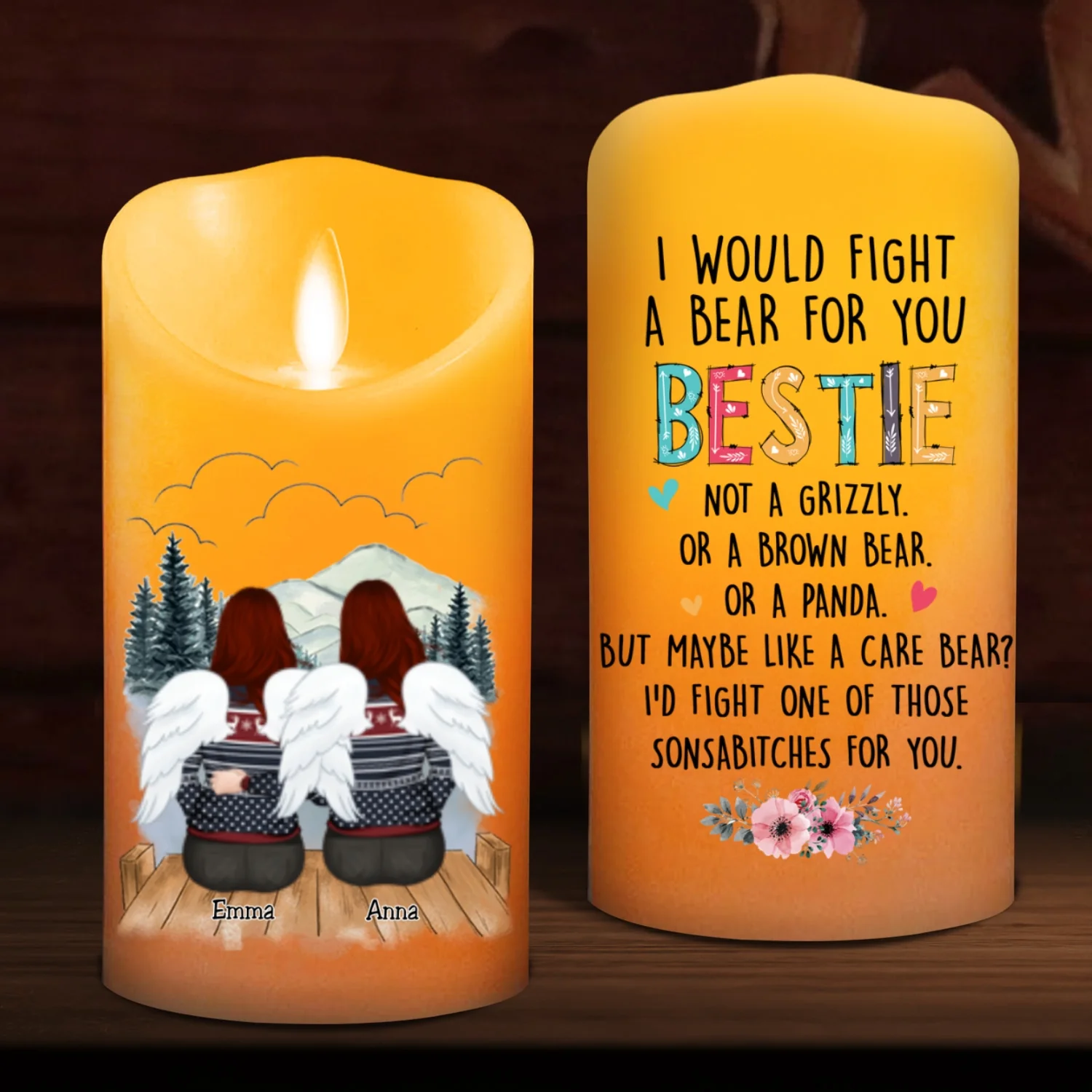 I Would Fight A Bear For You Sister - Personalized Custom LED Candle - Image 7