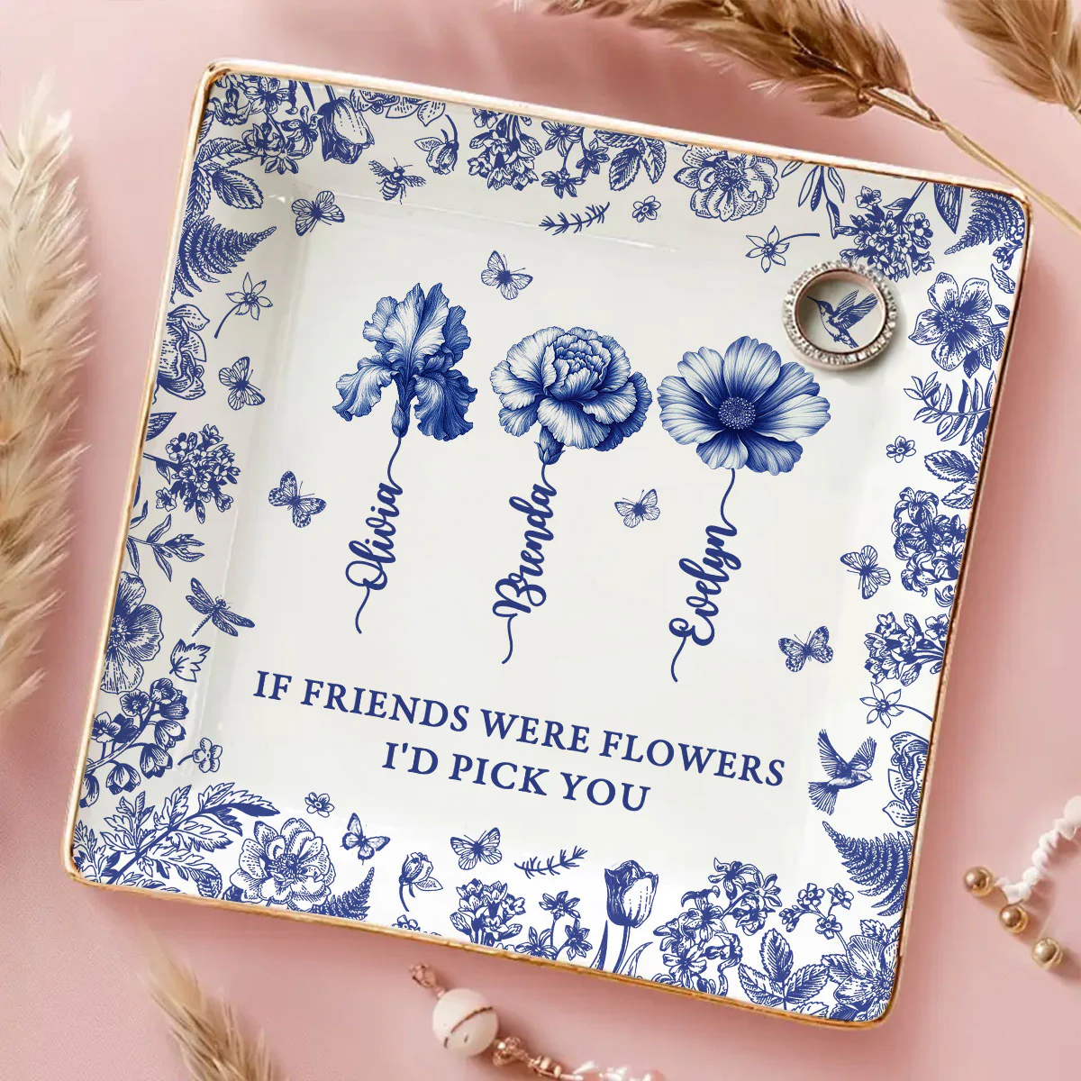 I Would Pick You Toile - Personalized Custom Jewelry Dish - Image 2