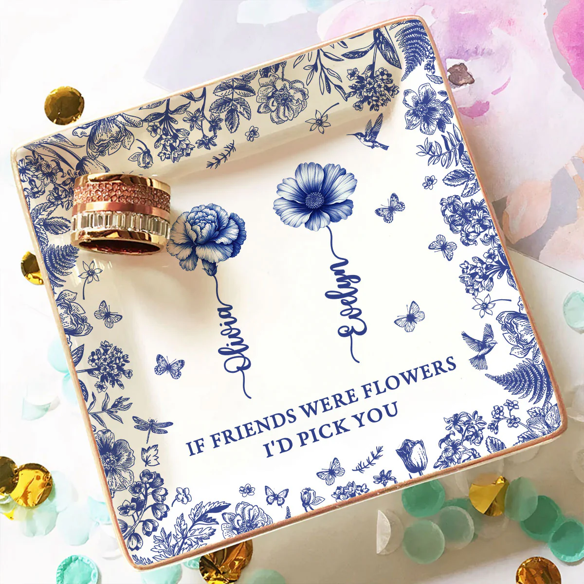 I Would Pick You Toile - Personalized Custom Jewelry Dish - Image 3
