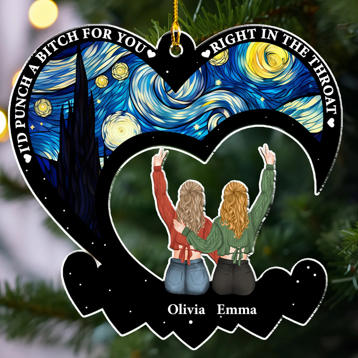 I Would Punch A Bitch For You - Personalized Custom Acrylic Ornament - Image 2