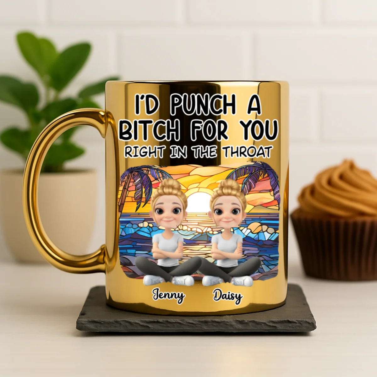 I Would Punch A Bitch For You Right In The Throat - Personalized Custom Metallic Mug - Image 9