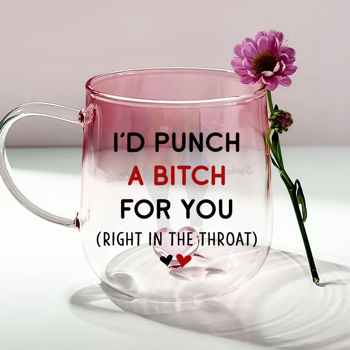 I Would Punch For You - Personalized Custom Pink Gradient Glass Mug - Image 4