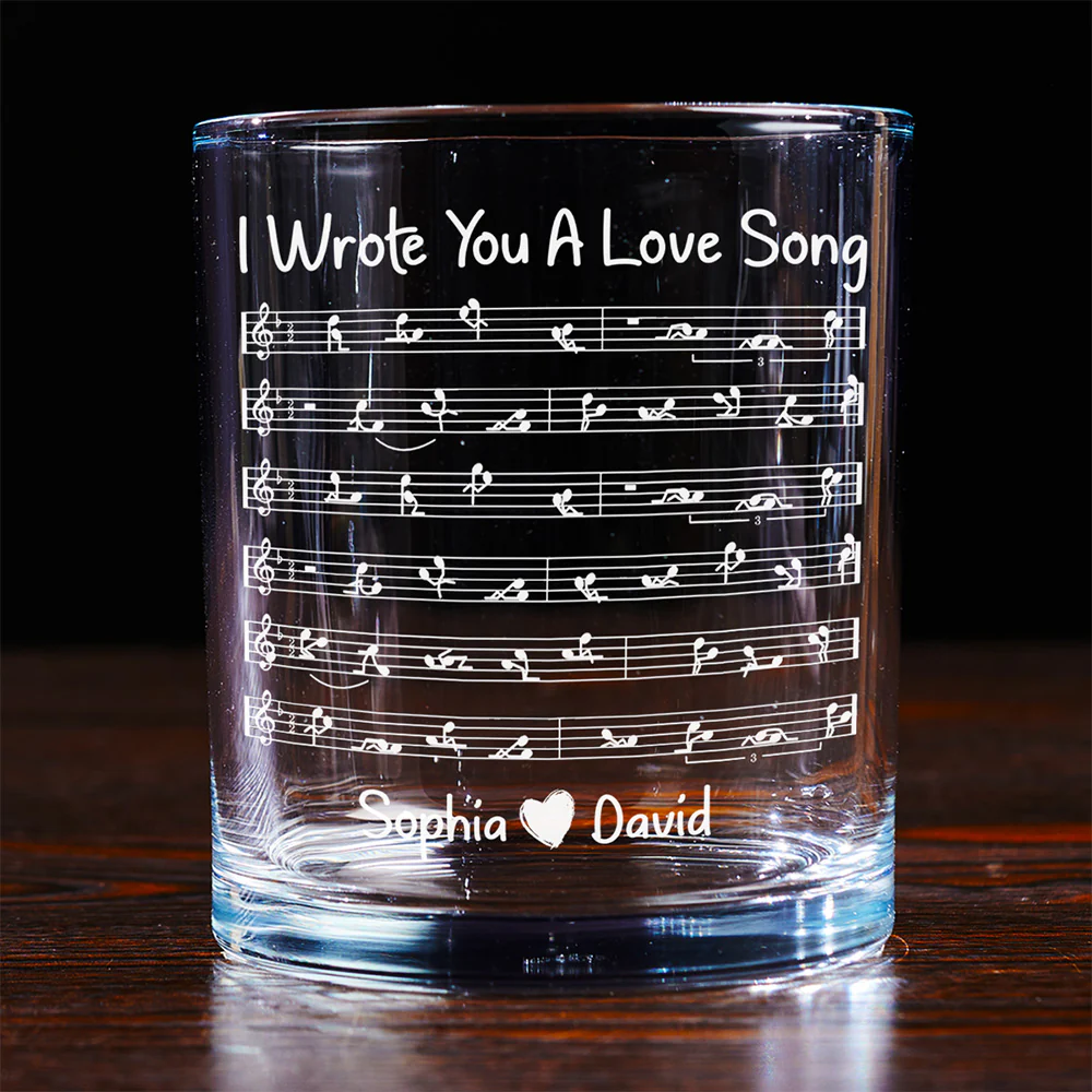 I Wrote You A Love Song - Personalized Custom Whiskey Glass - Image 4