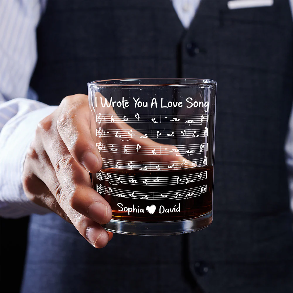 I Wrote You A Love Song - Personalized Custom Whiskey Glass - Image 5