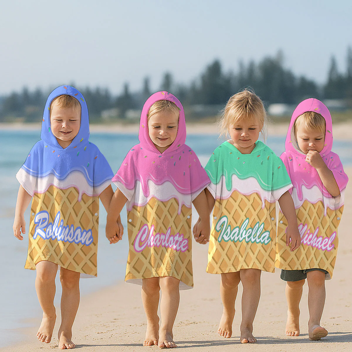 Ice Cream - Personalized Custom Hooded Beach Towel - Image 6
