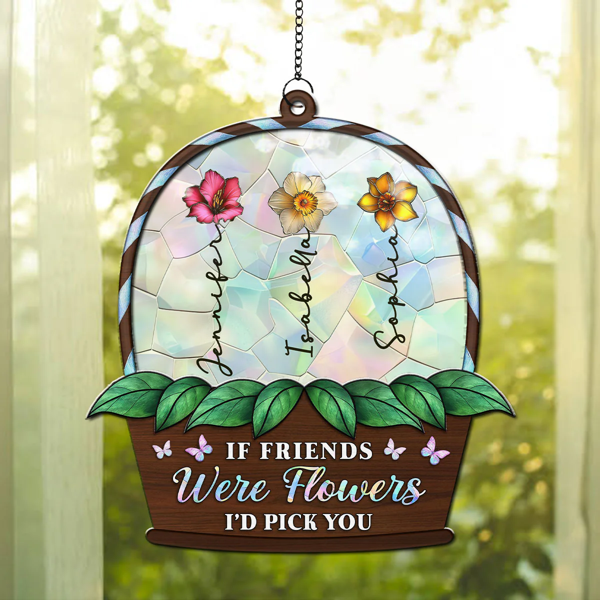 I'd Pick You Flower - Personalized Custom Suncatcher - Image 2