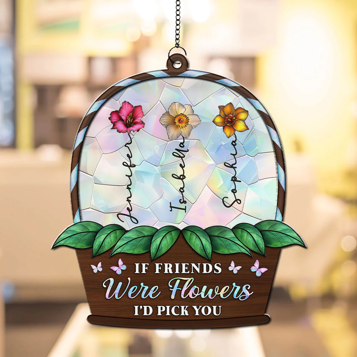 I'd Pick You Flower - Personalized Custom Suncatcher - Image 3