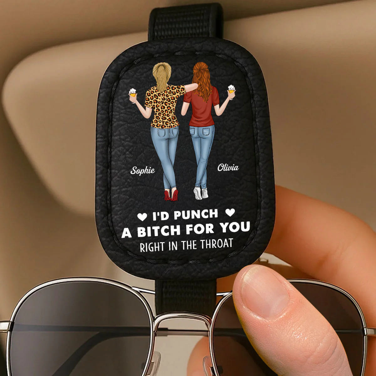 I'd Punch For You - Personalized Custom Sunglasses Holder For Car Visor - Image 3
