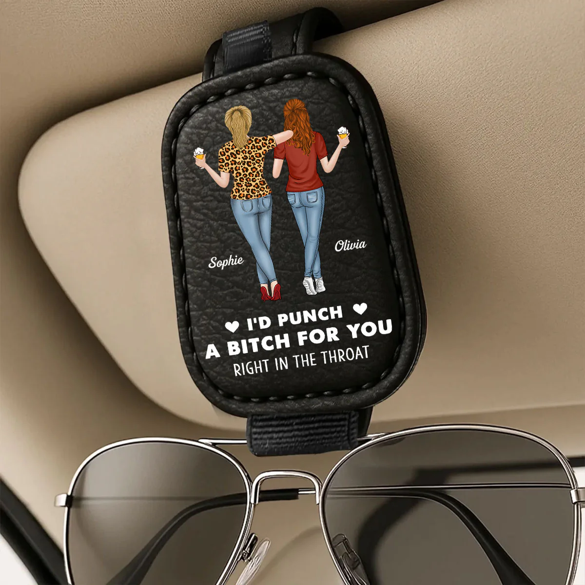 I'd Punch For You - Personalized Custom Sunglasses Holder For Car Visor - Image 4