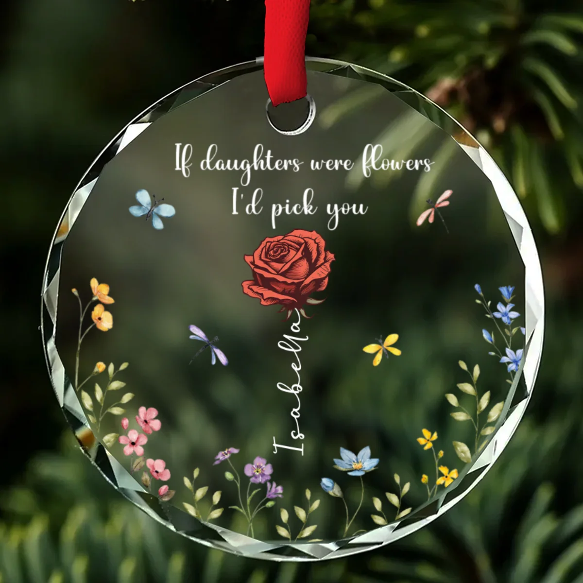 If Daughters Were Flowers - Personalized Custom Glass Ornament - Image 7