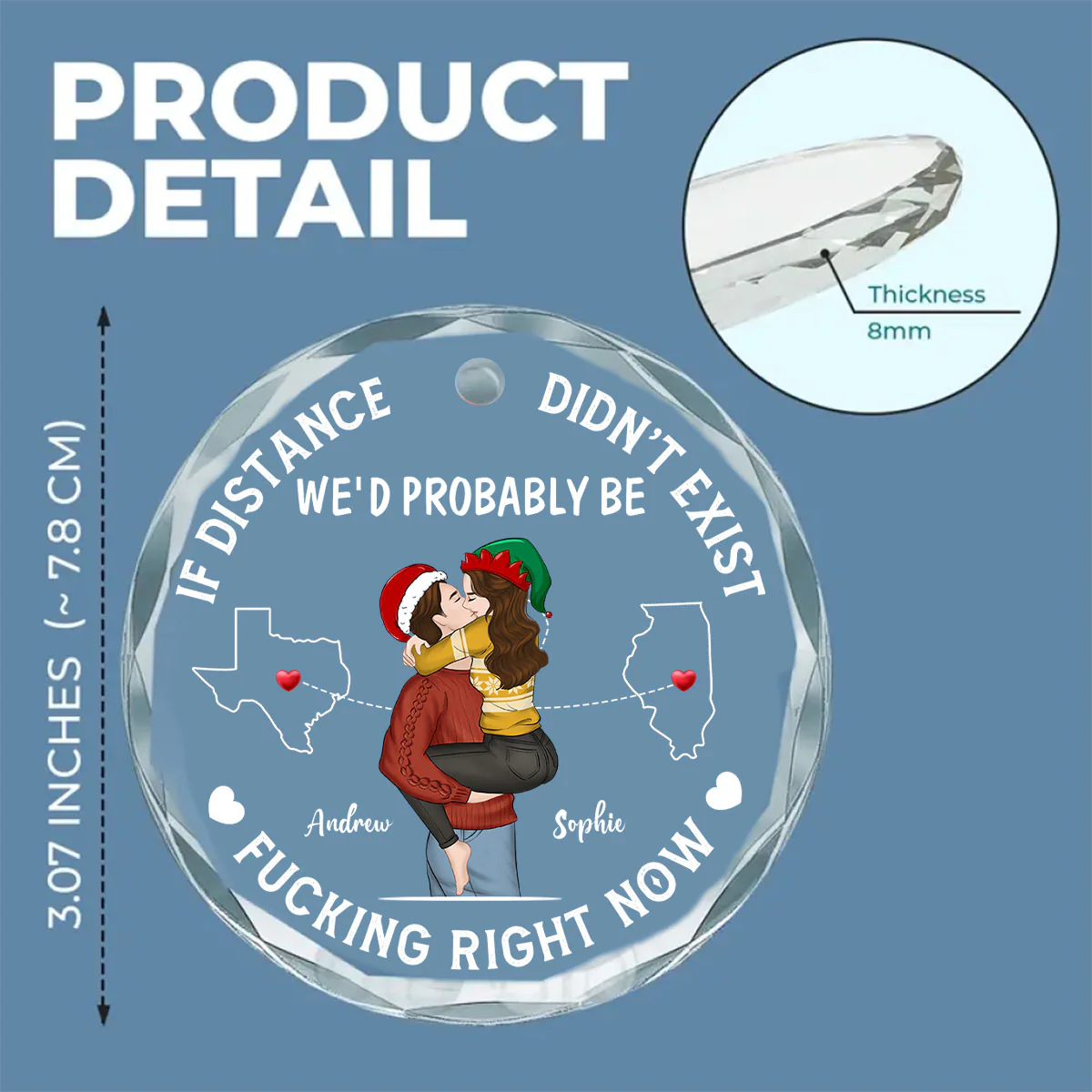 If Distance Did Not Exist - Personalized Custom Glass Ornament - Image 5