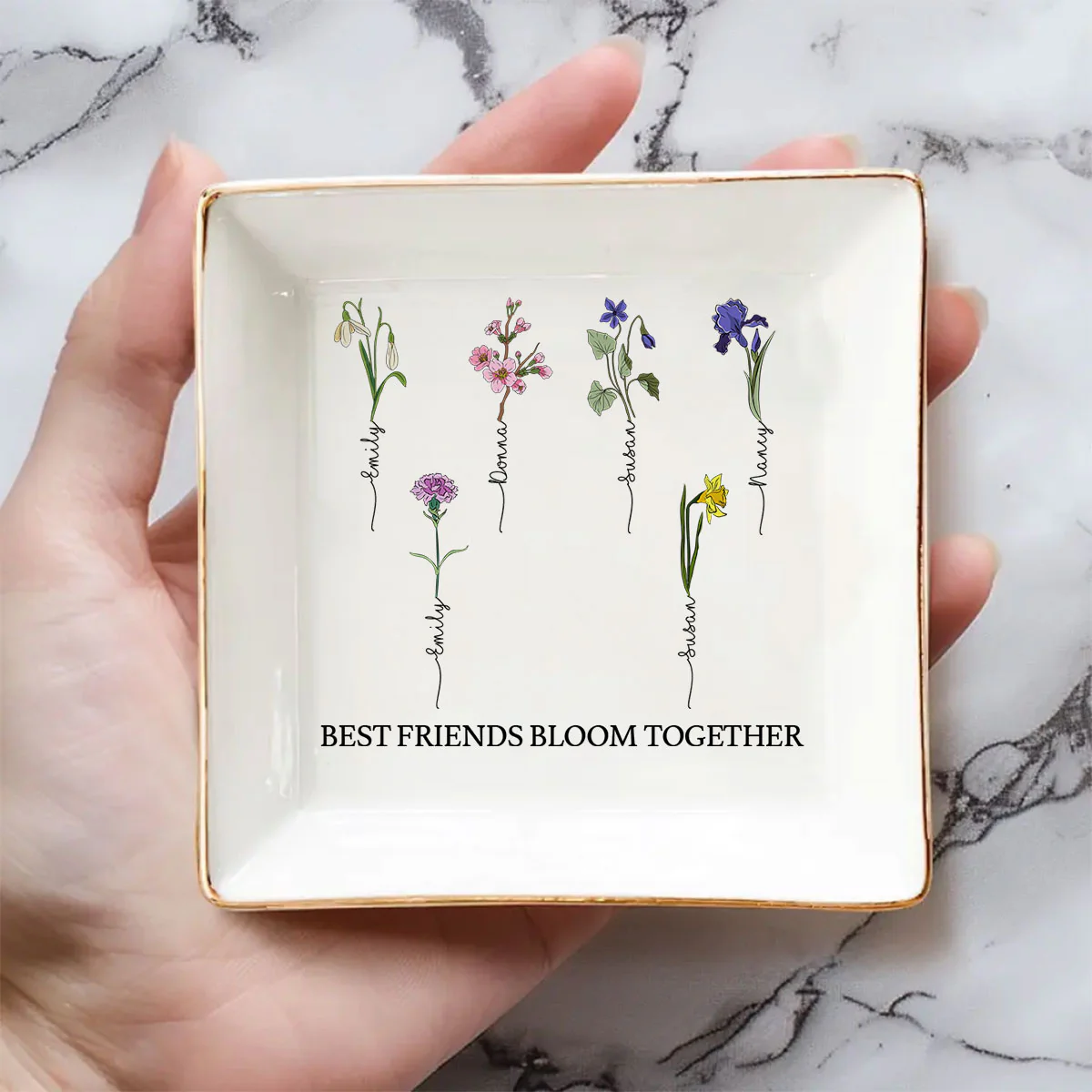 If Friends Were Flowers - Personalized Custom Jewelry Dish - Image 4