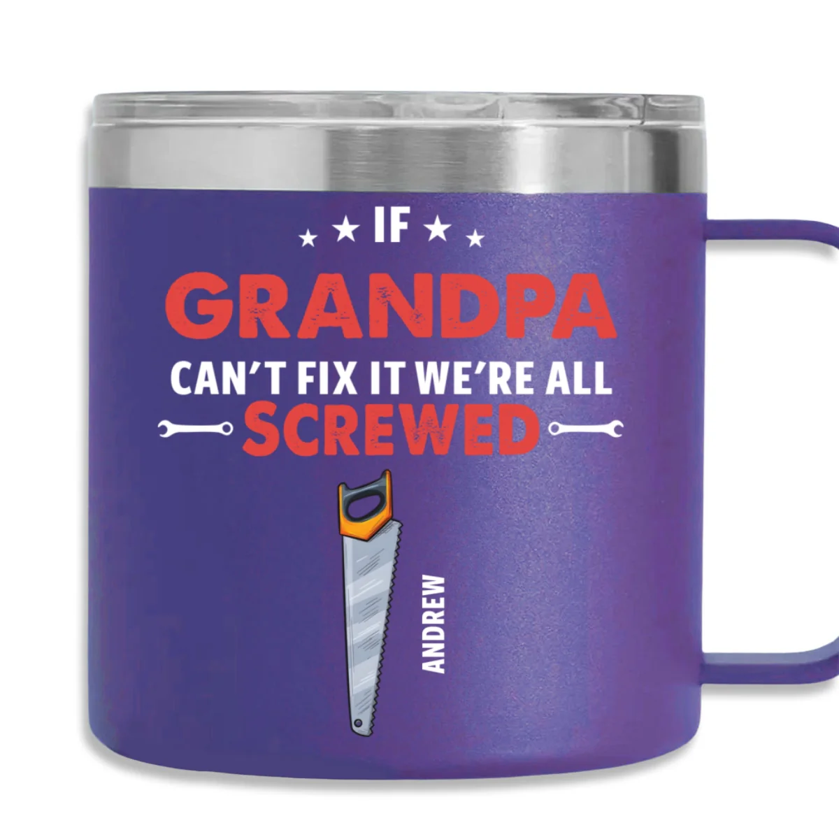 If Grandpa Dad Can Not Fix - Personalized Custom 14oz Stainless Steel Tumbler With Handle - Image 10