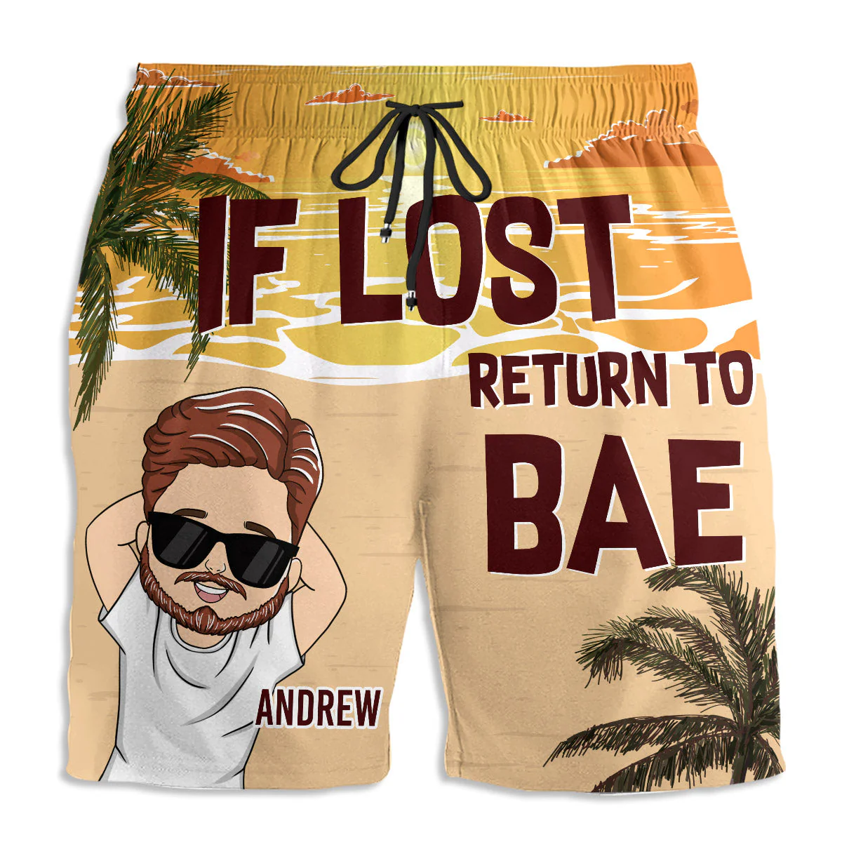 If Lost Return To Bae - Personalized Custom Couple Beach Shorts - Image 3