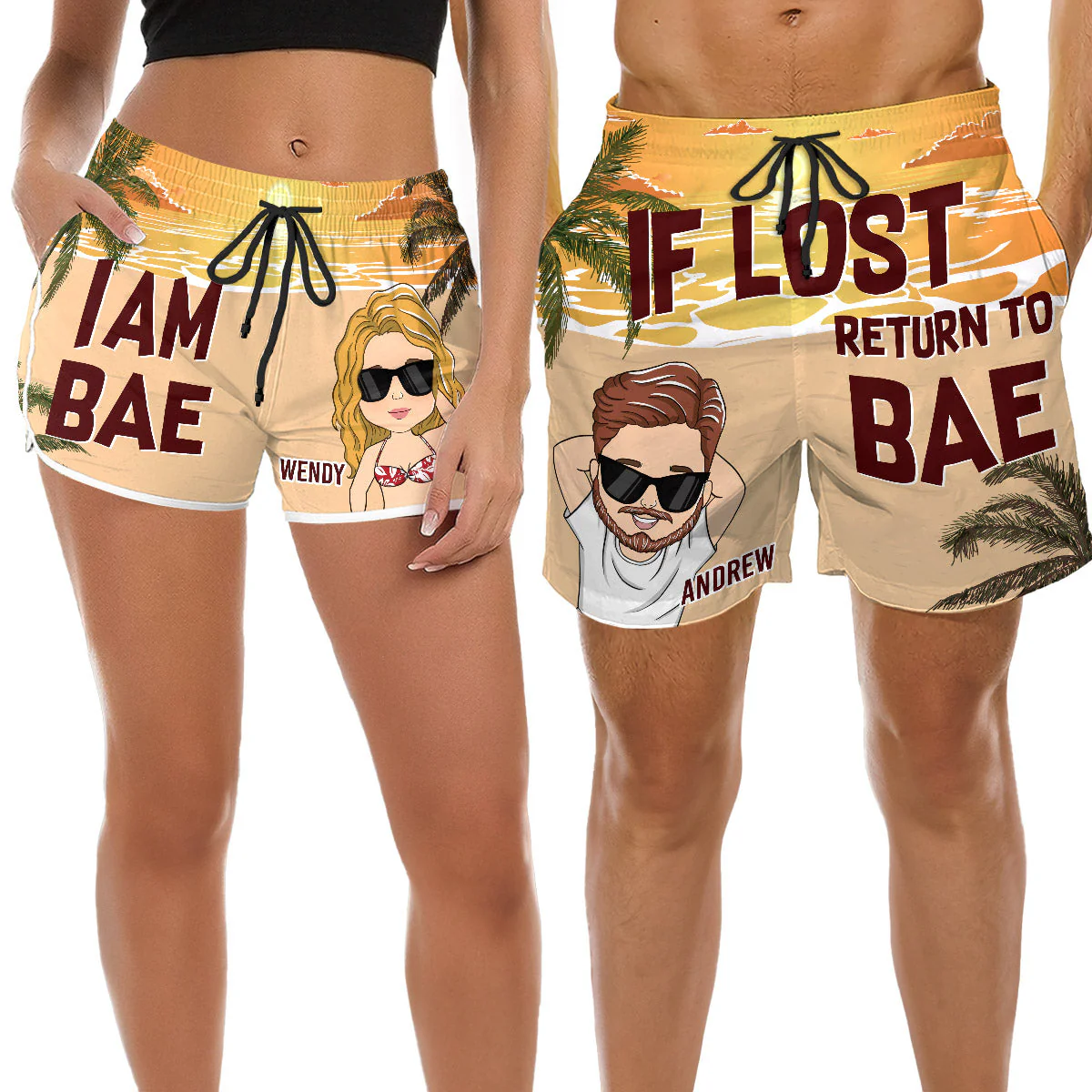 If Lost Return To Bae - Personalized Custom Couple Beach Shorts - Image 5
