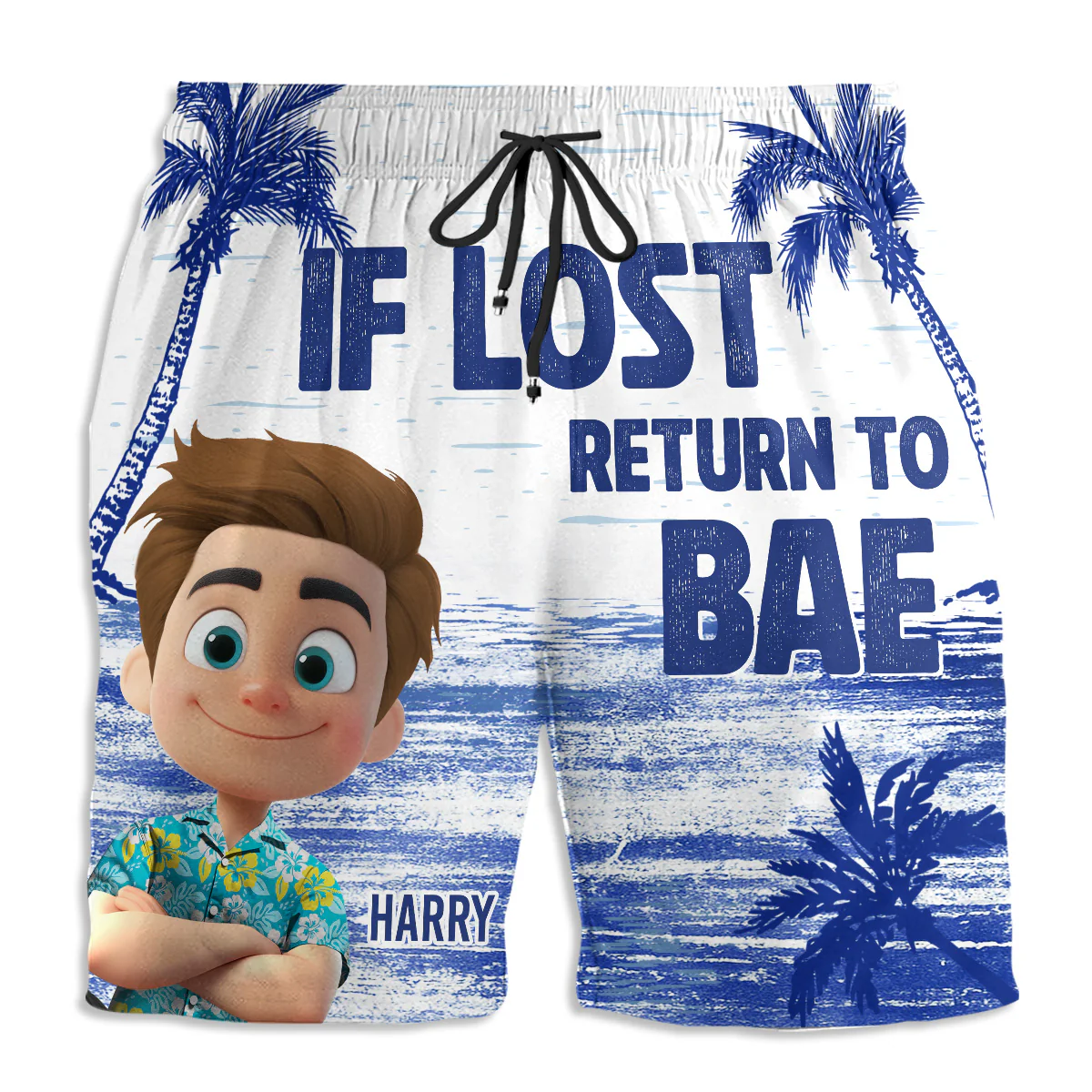 If Lost Return To Bae Summer - Personalized Custom Couple Beach Shorts - Image 6