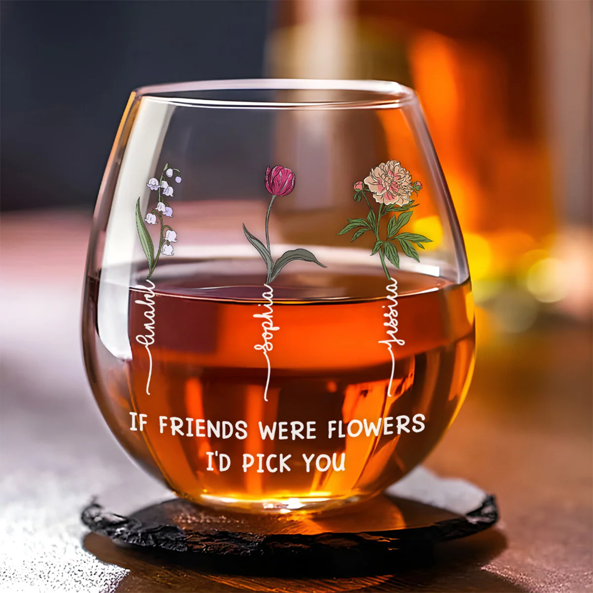 If You Are Flower - Personalized Custom Wine Glass - Image 5