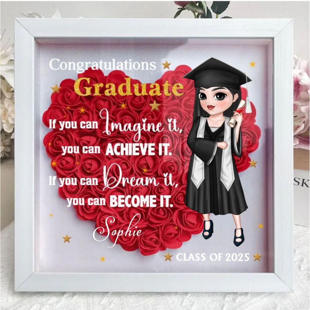If You Can Dream It, You Can Become It - Personalized Custom Flower Shadow Box - Image 7
