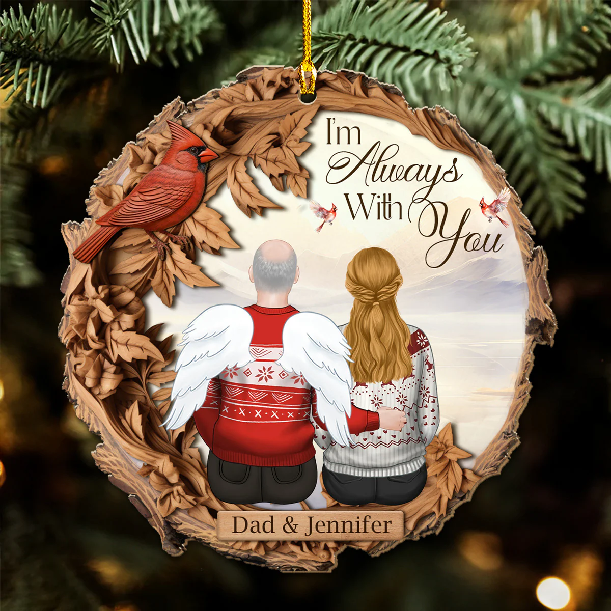 I'm Always With You - Personalized Custom Wood Ornament - Image 4