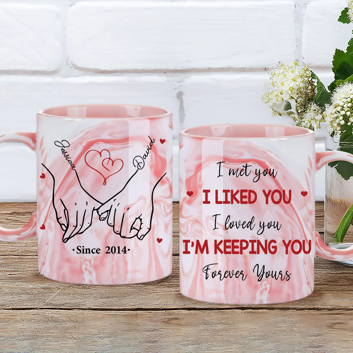 I'm Keeping You Forever Yours - Personalized Custom Pink Marble Mug - Image 4