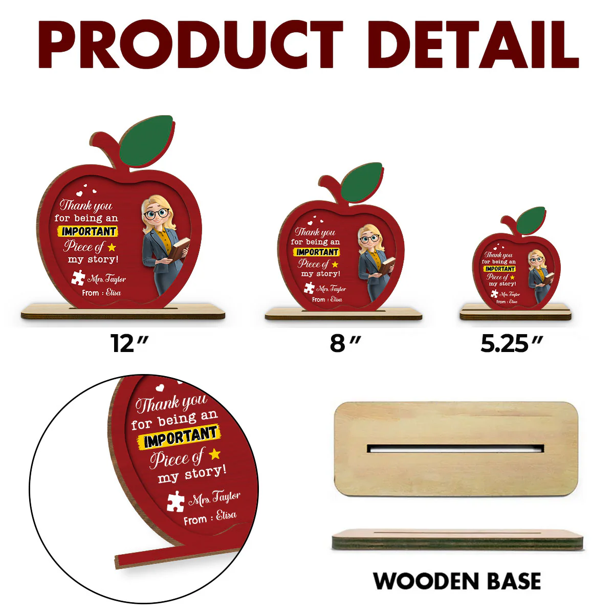 Important Piece Of My Story - Personalized Custom 2-Layer Wood Plaque With Flat Base - Image 5