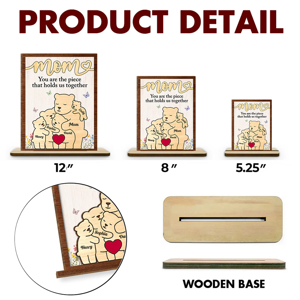 Important Piece - Personalized Custom 2-Layer Wood Plaque With Flat Base - Image 5