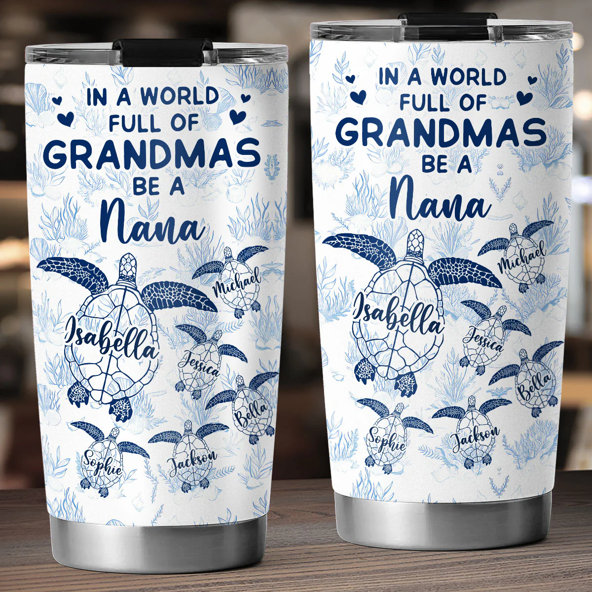 In A World Full Of Grandmas - Personalized Custom Tumbler - Image 2