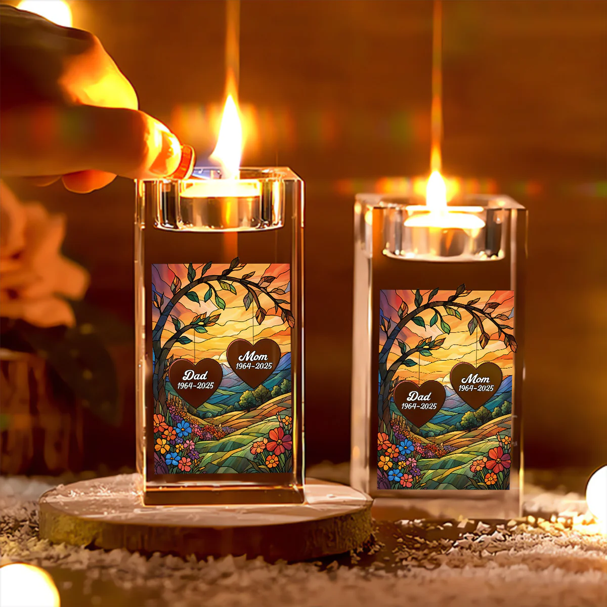 In Heaven - Personalized Custom Crystal Candle Holder - Image 3