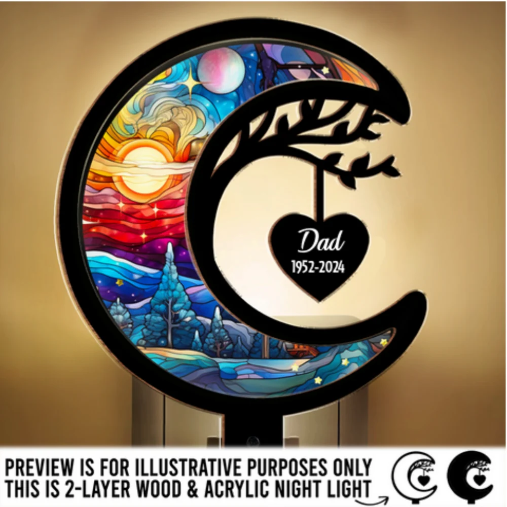 In Heaven - Personalized Custom Wood And Acrylic Night Light - Image 6