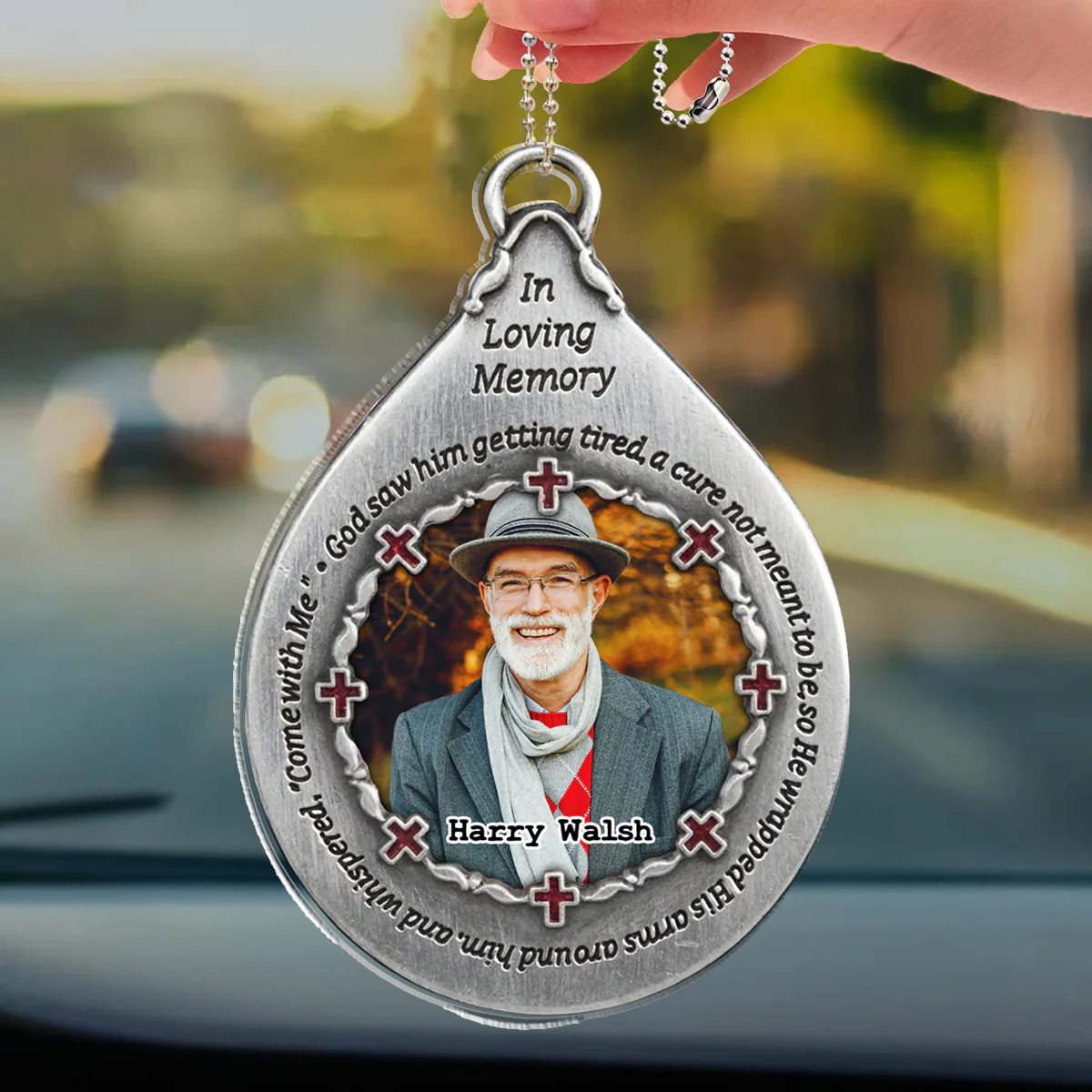 In His Arms - Personalized Custom 3D Effect Car Ornament - Image 3