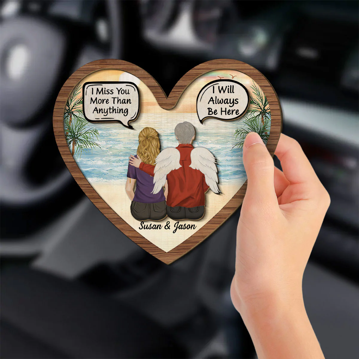 In Loving Memory I Miss You - Personalized Custom Car Visor Clip - Image 3