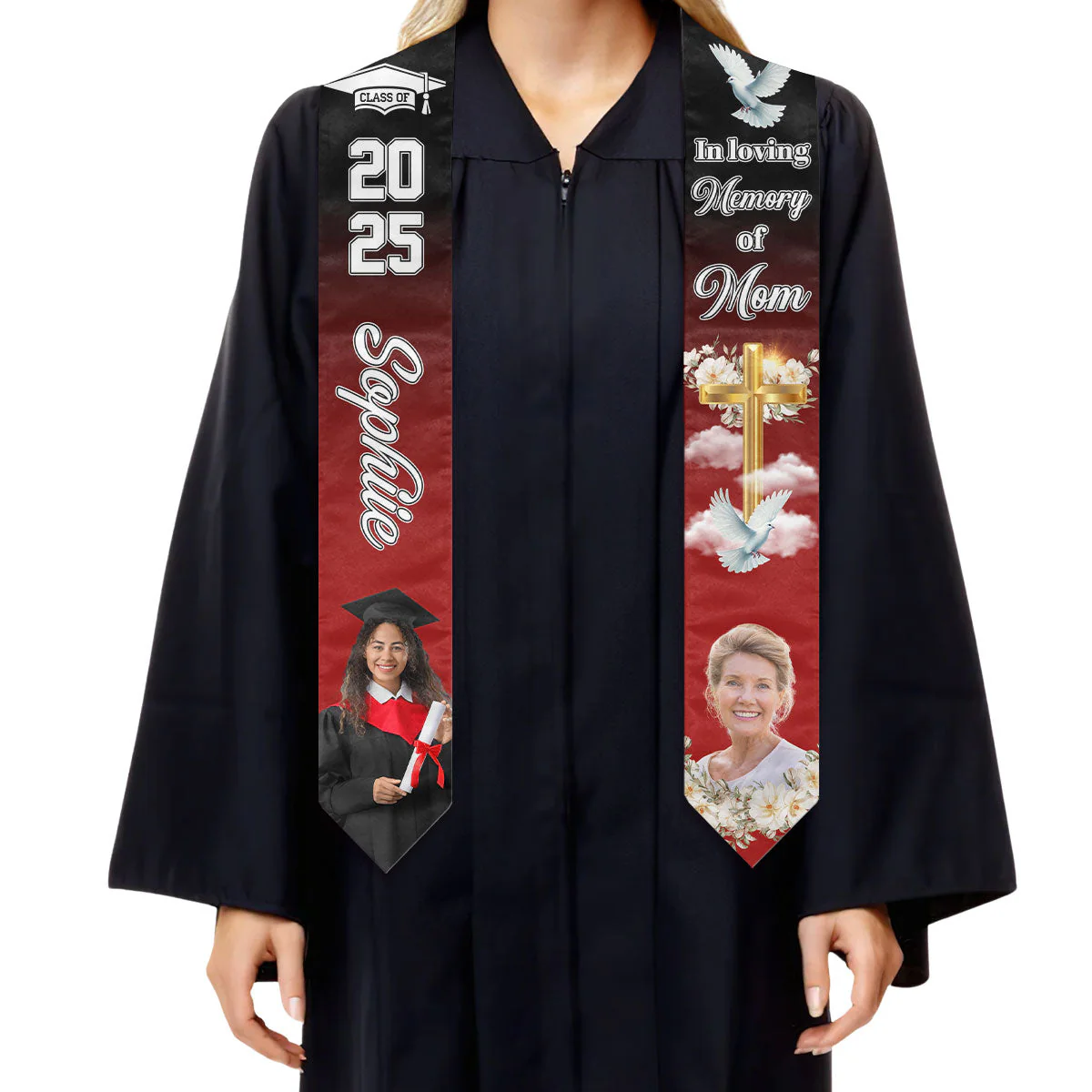 In Loving Memory - Personalized Custom Graduation Stole - Image 2