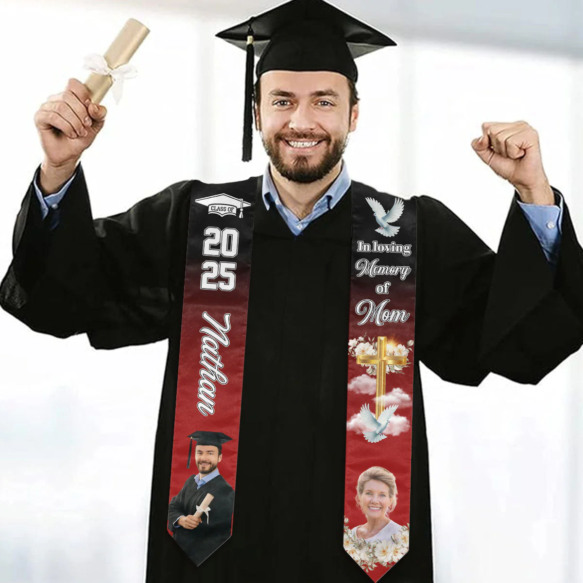 In Loving Memory - Personalized Custom Graduation Stole - Image 3