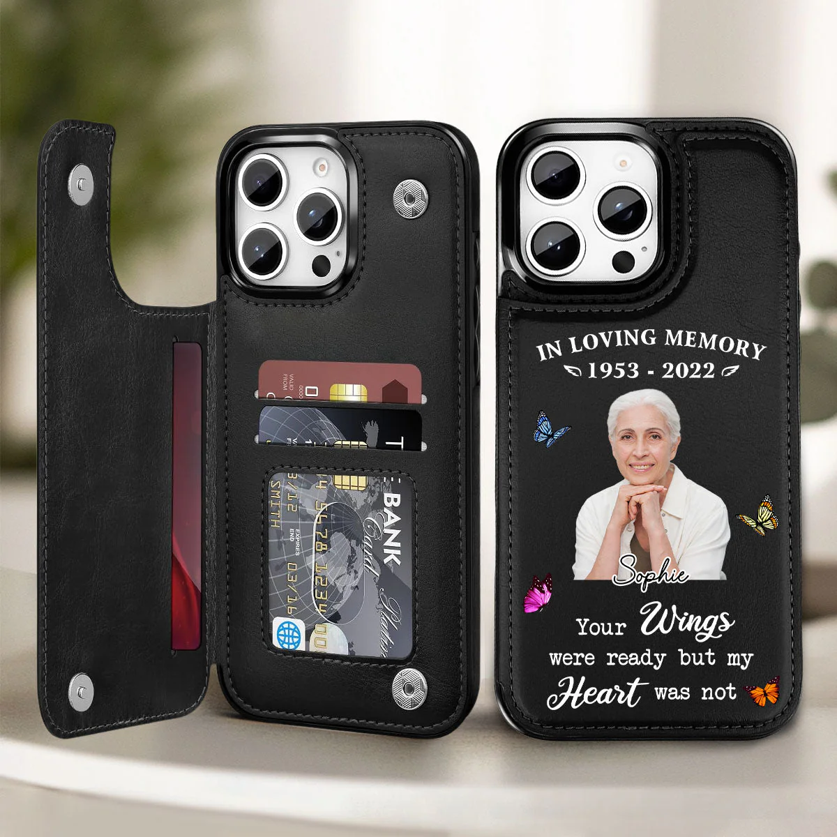 In Loving Memory - Personalized Custom Leather Phone Case - Image 2