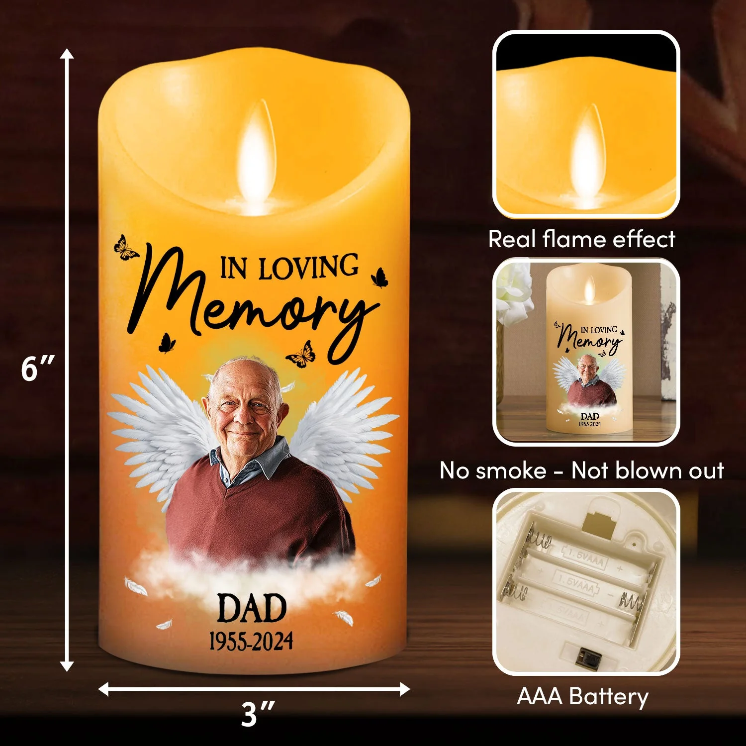 In Loving Memory - Personalized Custom LED Candle - Image 6