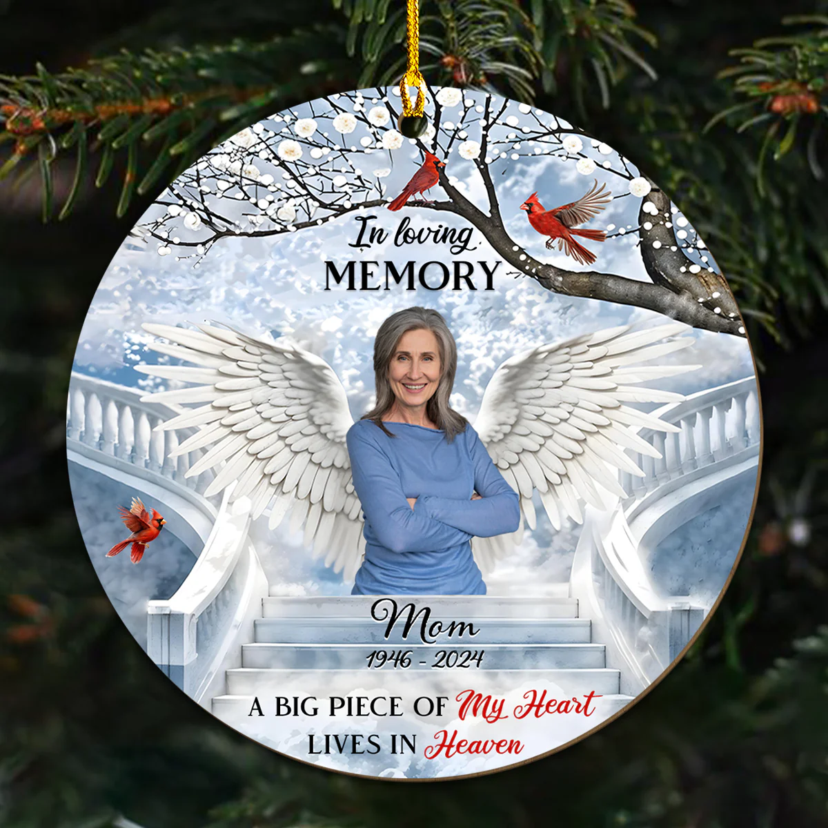 In Loving Memory - Personalized Custom Wood Ornament - Image 4