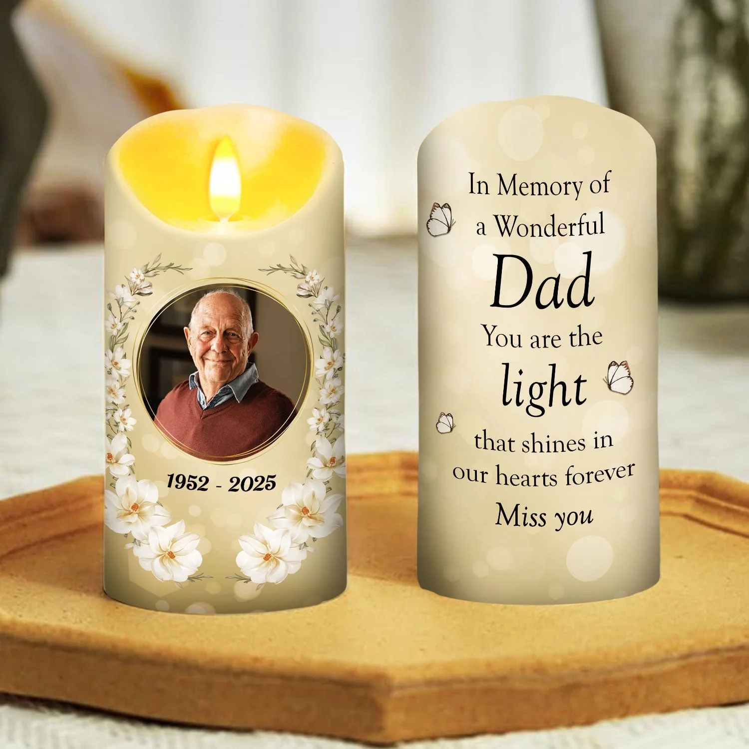 In Memory Of A Wonderful - Personalized Custom LED Candle - Image 3