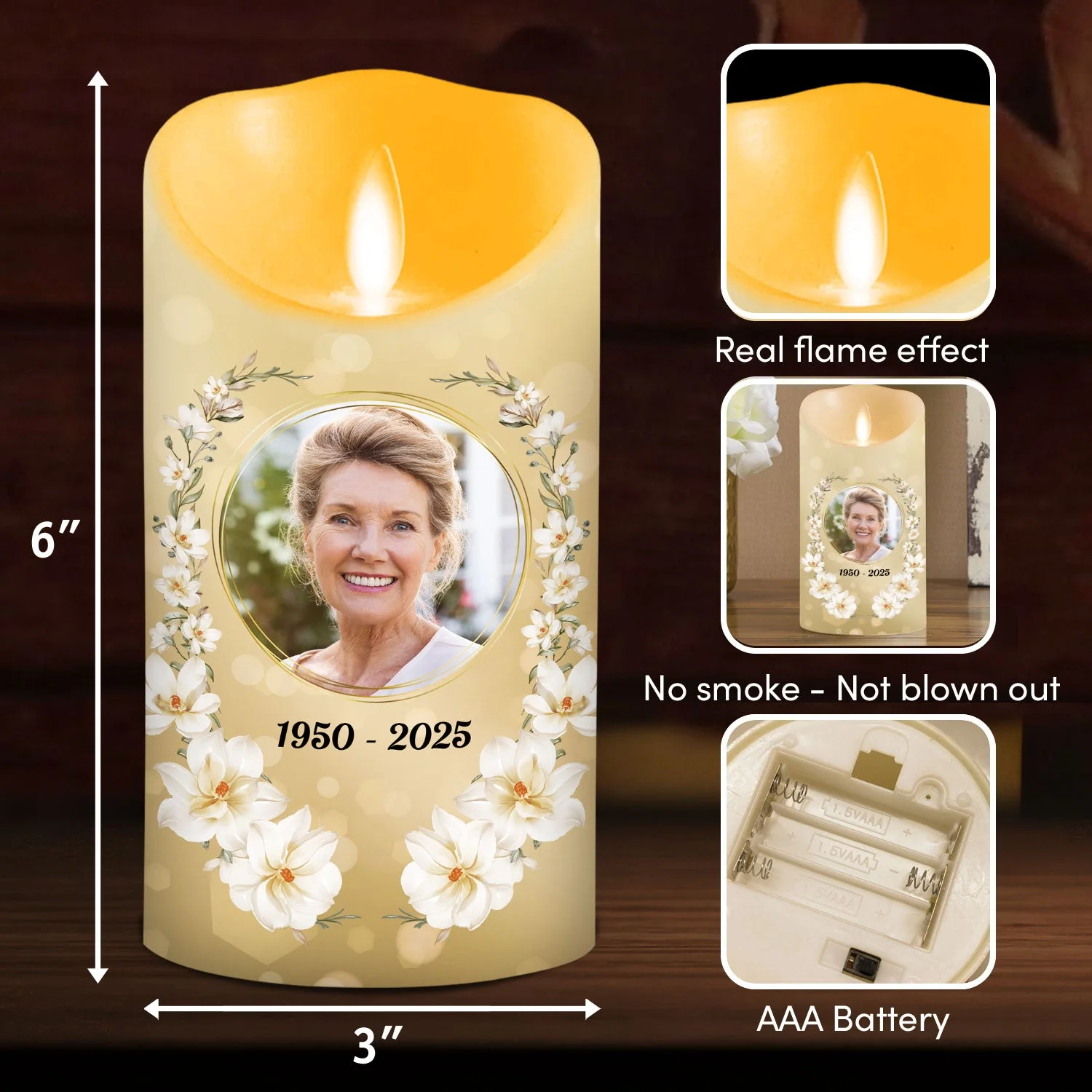 In Memory Of A Wonderful - Personalized Custom LED Candle - Image 5