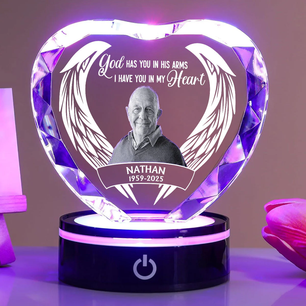 In My Heart Forever - Personalized Custom Crystal Led Light - Image 5