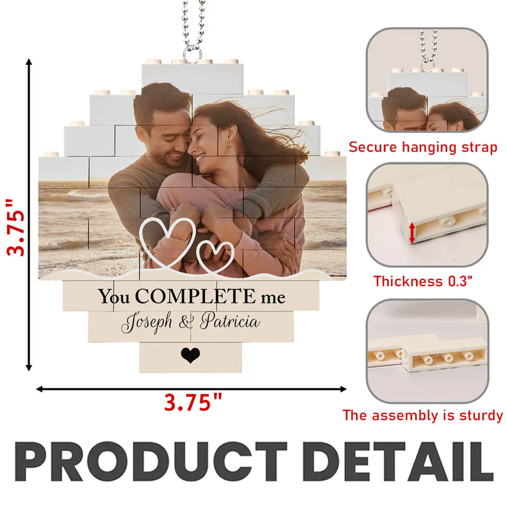 In My Heart - Personalized Custom Puzzle Car Ornament - Image 5