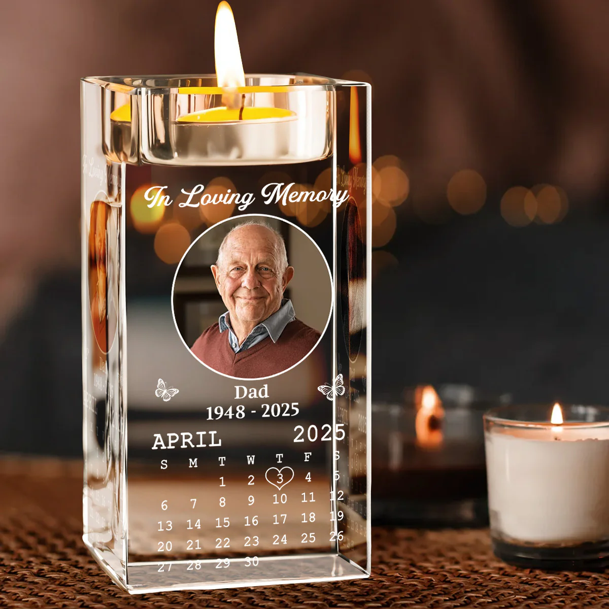 In My Memory - Personalized Custom Crystal Candle Holder - Image 2